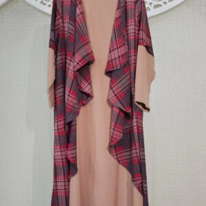 Waterfall Shrug Abaya Checkered Red